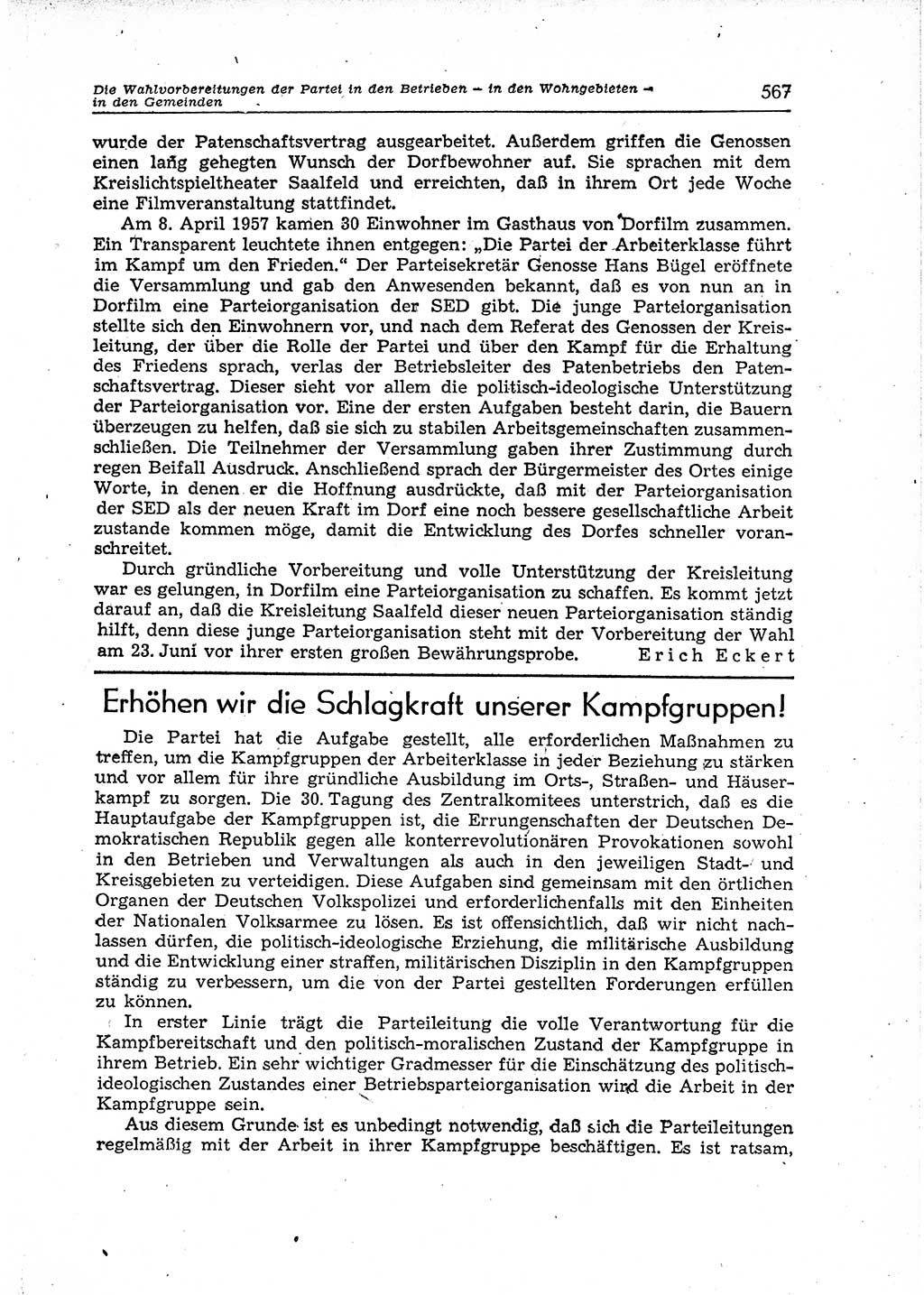 Neuer Weg (NW), Organ des Zentralkomitees (ZK) der SED (Sozialistische Einheitspartei Deutschlands) für Fragen des Parteiaufbaus und des Parteilebens, 12. Jahrgang [Deutsche Demokratische Republik (DDR)] 1957, Seite 567 (NW ZK SED DDR 1957, S. 567)