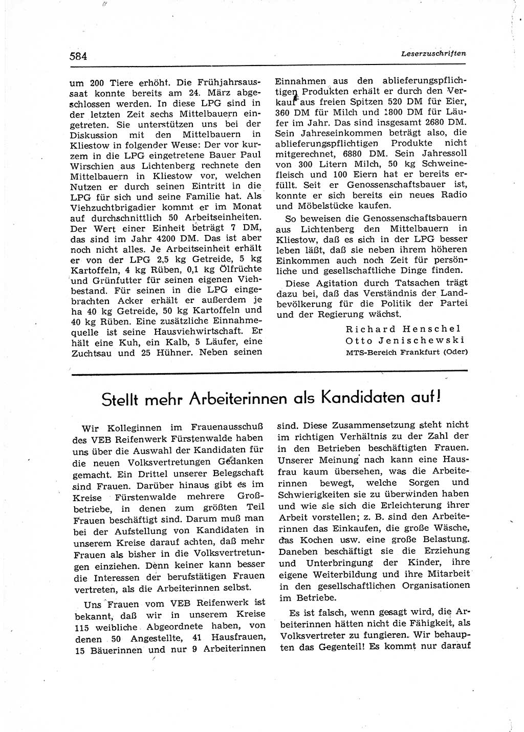 Neuer Weg (NW), Organ des Zentralkomitees (ZK) der SED (Sozialistische Einheitspartei Deutschlands) für Fragen des Parteiaufbaus und des Parteilebens, 12. Jahrgang [Deutsche Demokratische Republik (DDR)] 1957, Seite 584 (NW ZK SED DDR 1957, S. 584)