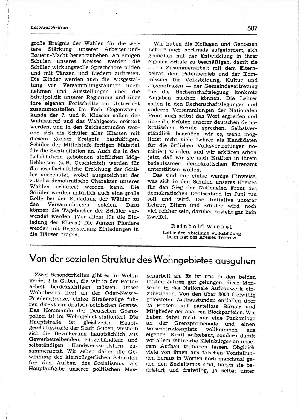 Neuer Weg (NW), Organ des Zentralkomitees (ZK) der SED (Sozialistische Einheitspartei Deutschlands) für Fragen des Parteiaufbaus und des Parteilebens, 12. Jahrgang [Deutsche Demokratische Republik (DDR)] 1957, Seite 587 (NW ZK SED DDR 1957, S. 587)