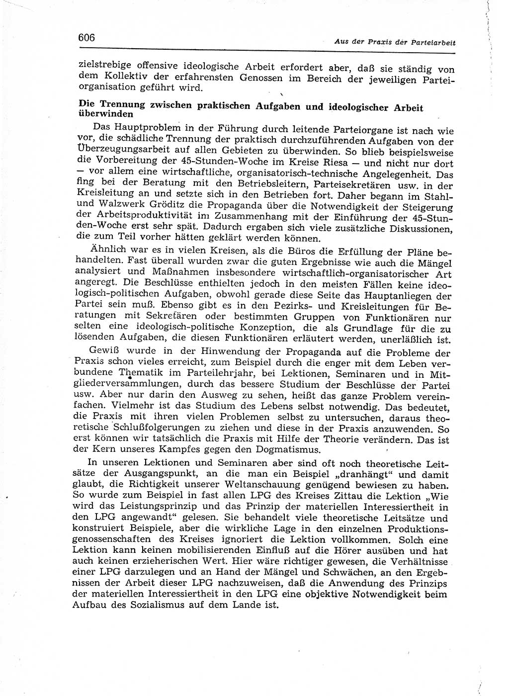 Neuer Weg (NW), Organ des Zentralkomitees (ZK) der SED (Sozialistische Einheitspartei Deutschlands) für Fragen des Parteiaufbaus und des Parteilebens, 12. Jahrgang [Deutsche Demokratische Republik (DDR)] 1957, Seite 606 (NW ZK SED DDR 1957, S. 606)