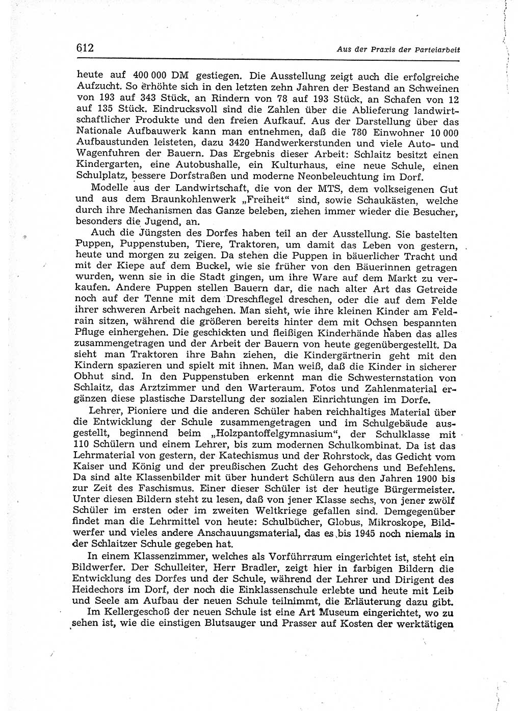 Neuer Weg (NW), Organ des Zentralkomitees (ZK) der SED (Sozialistische Einheitspartei Deutschlands) für Fragen des Parteiaufbaus und des Parteilebens, 12. Jahrgang [Deutsche Demokratische Republik (DDR)] 1957, Seite 612 (NW ZK SED DDR 1957, S. 612)