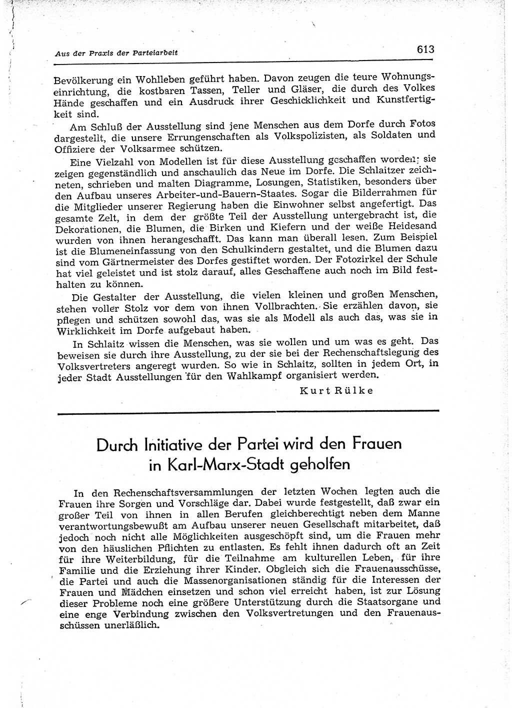 Neuer Weg (NW), Organ des Zentralkomitees (ZK) der SED (Sozialistische Einheitspartei Deutschlands) für Fragen des Parteiaufbaus und des Parteilebens, 12. Jahrgang [Deutsche Demokratische Republik (DDR)] 1957, Seite 613 (NW ZK SED DDR 1957, S. 613)