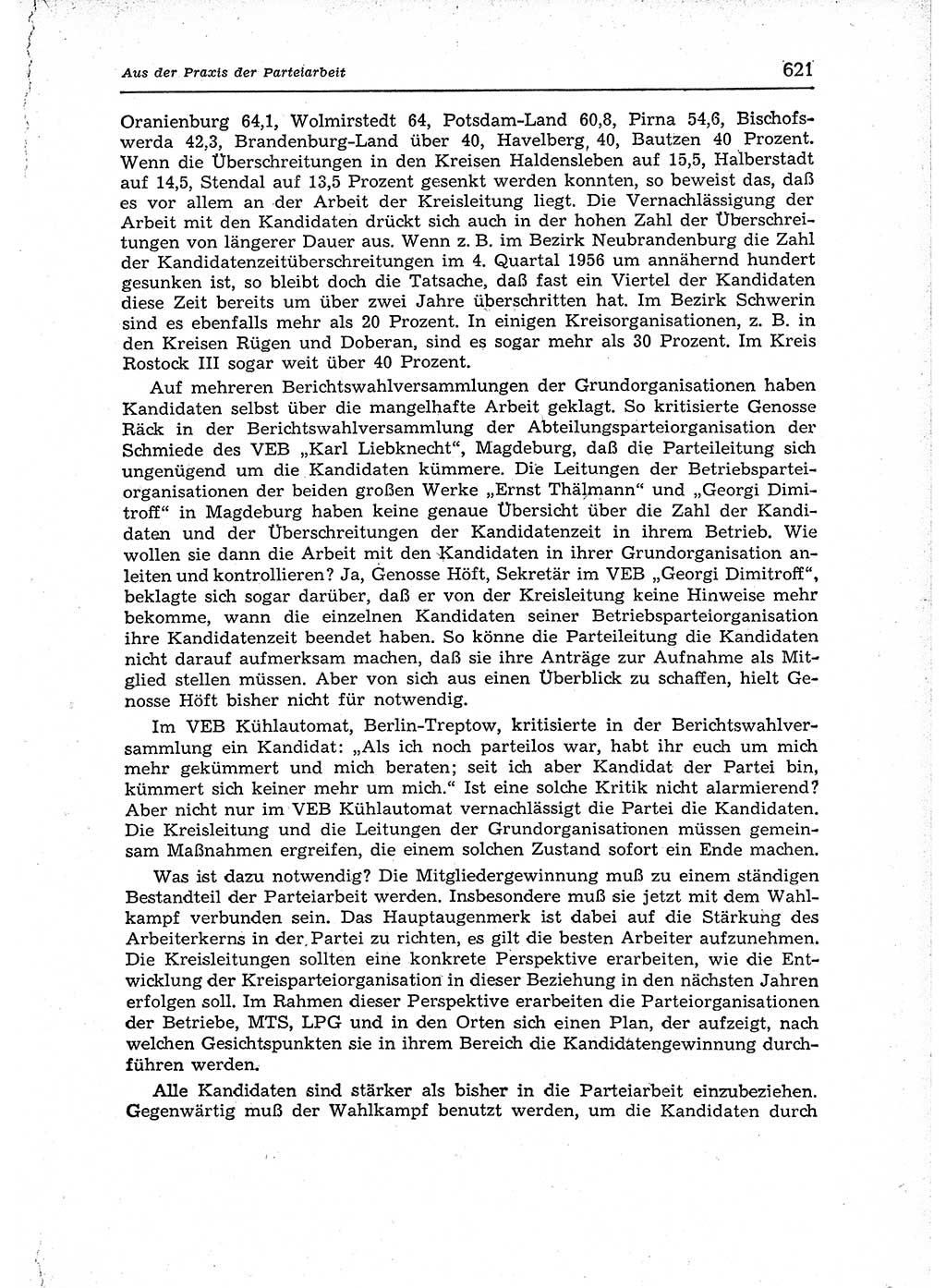 Neuer Weg (NW), Organ des Zentralkomitees (ZK) der SED (Sozialistische Einheitspartei Deutschlands) für Fragen des Parteiaufbaus und des Parteilebens, 12. Jahrgang [Deutsche Demokratische Republik (DDR)] 1957, Seite 621 (NW ZK SED DDR 1957, S. 621)