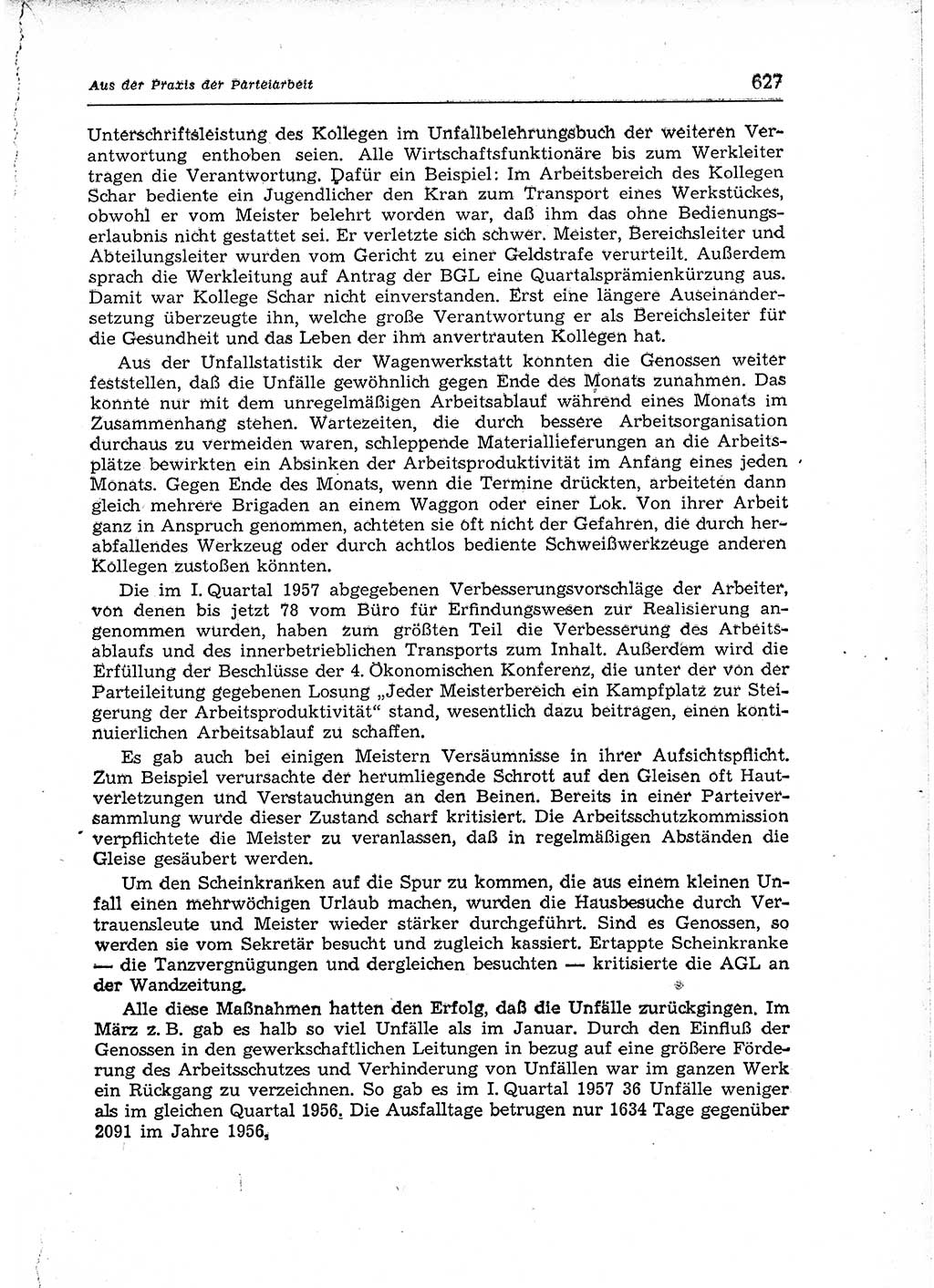 Neuer Weg (NW), Organ des Zentralkomitees (ZK) der SED (Sozialistische Einheitspartei Deutschlands) für Fragen des Parteiaufbaus und des Parteilebens, 12. Jahrgang [Deutsche Demokratische Republik (DDR)] 1957, Seite 627 (NW ZK SED DDR 1957, S. 627)