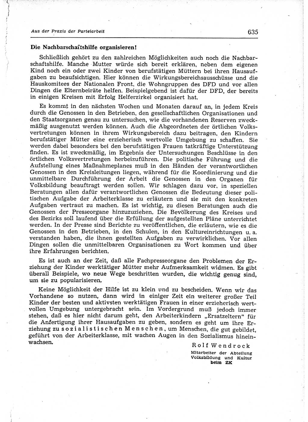 Neuer Weg (NW), Organ des Zentralkomitees (ZK) der SED (Sozialistische Einheitspartei Deutschlands) für Fragen des Parteiaufbaus und des Parteilebens, 12. Jahrgang [Deutsche Demokratische Republik (DDR)] 1957, Seite 635 (NW ZK SED DDR 1957, S. 635)