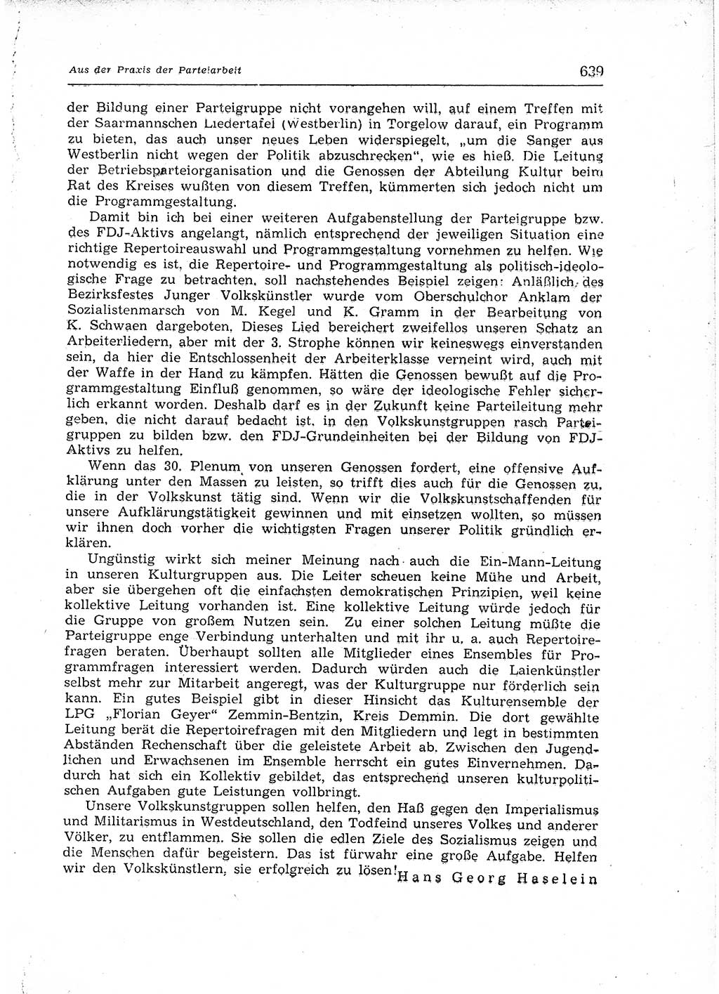Neuer Weg (NW), Organ des Zentralkomitees (ZK) der SED (Sozialistische Einheitspartei Deutschlands) für Fragen des Parteiaufbaus und des Parteilebens, 12. Jahrgang [Deutsche Demokratische Republik (DDR)] 1957, Seite 639 (NW ZK SED DDR 1957, S. 639)