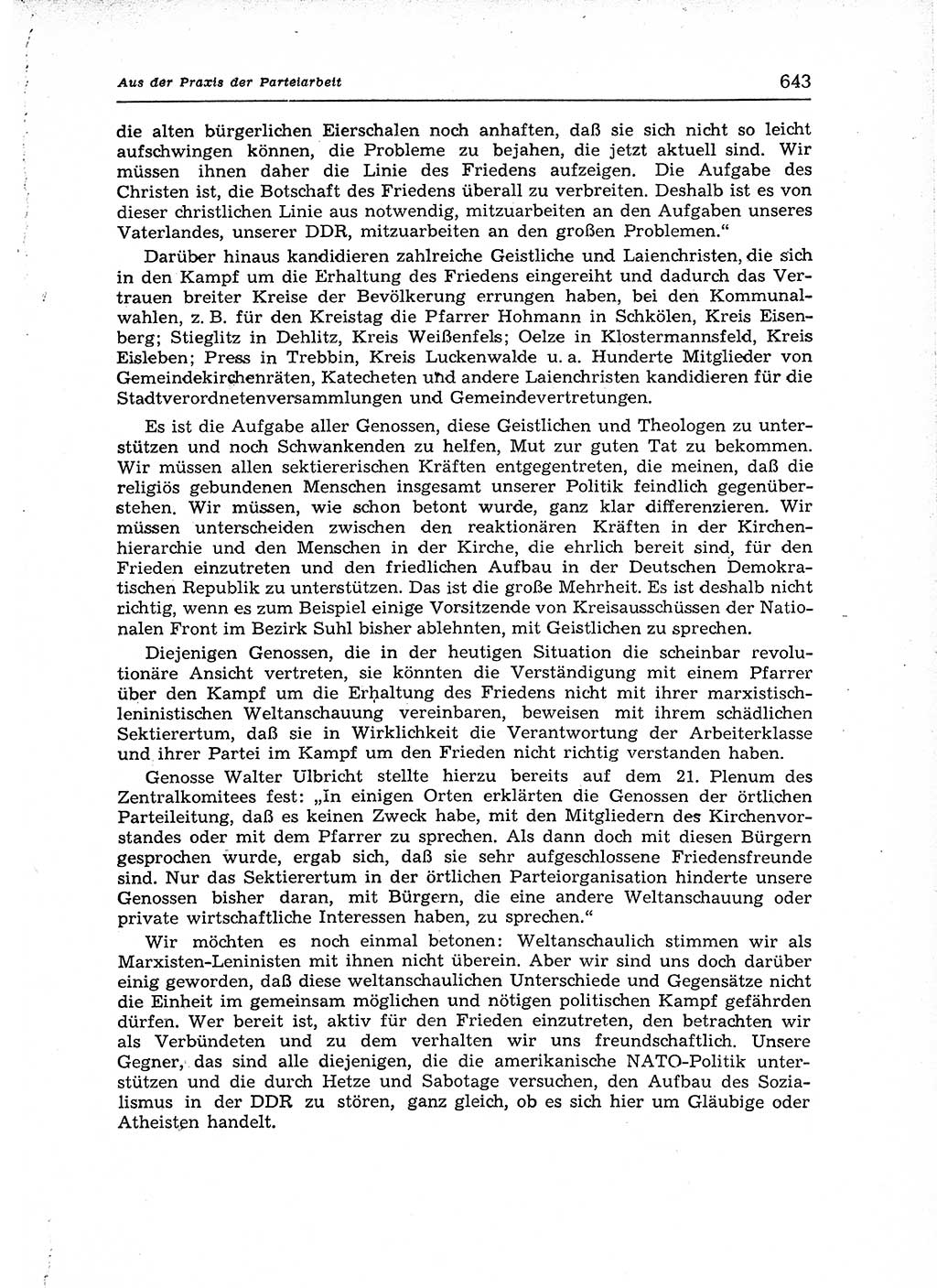 Neuer Weg (NW), Organ des Zentralkomitees (ZK) der SED (Sozialistische Einheitspartei Deutschlands) für Fragen des Parteiaufbaus und des Parteilebens, 12. Jahrgang [Deutsche Demokratische Republik (DDR)] 1957, Seite 643 (NW ZK SED DDR 1957, S. 643)