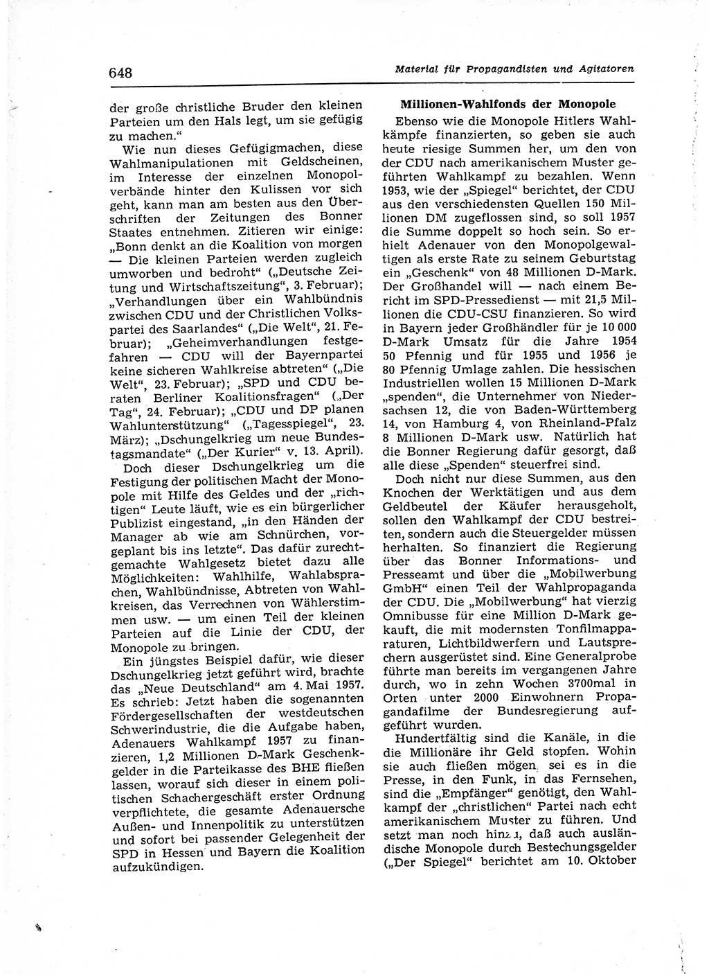 Neuer Weg (NW), Organ des Zentralkomitees (ZK) der SED (Sozialistische Einheitspartei Deutschlands) für Fragen des Parteiaufbaus und des Parteilebens, 12. Jahrgang [Deutsche Demokratische Republik (DDR)] 1957, Seite 648 (NW ZK SED DDR 1957, S. 648)