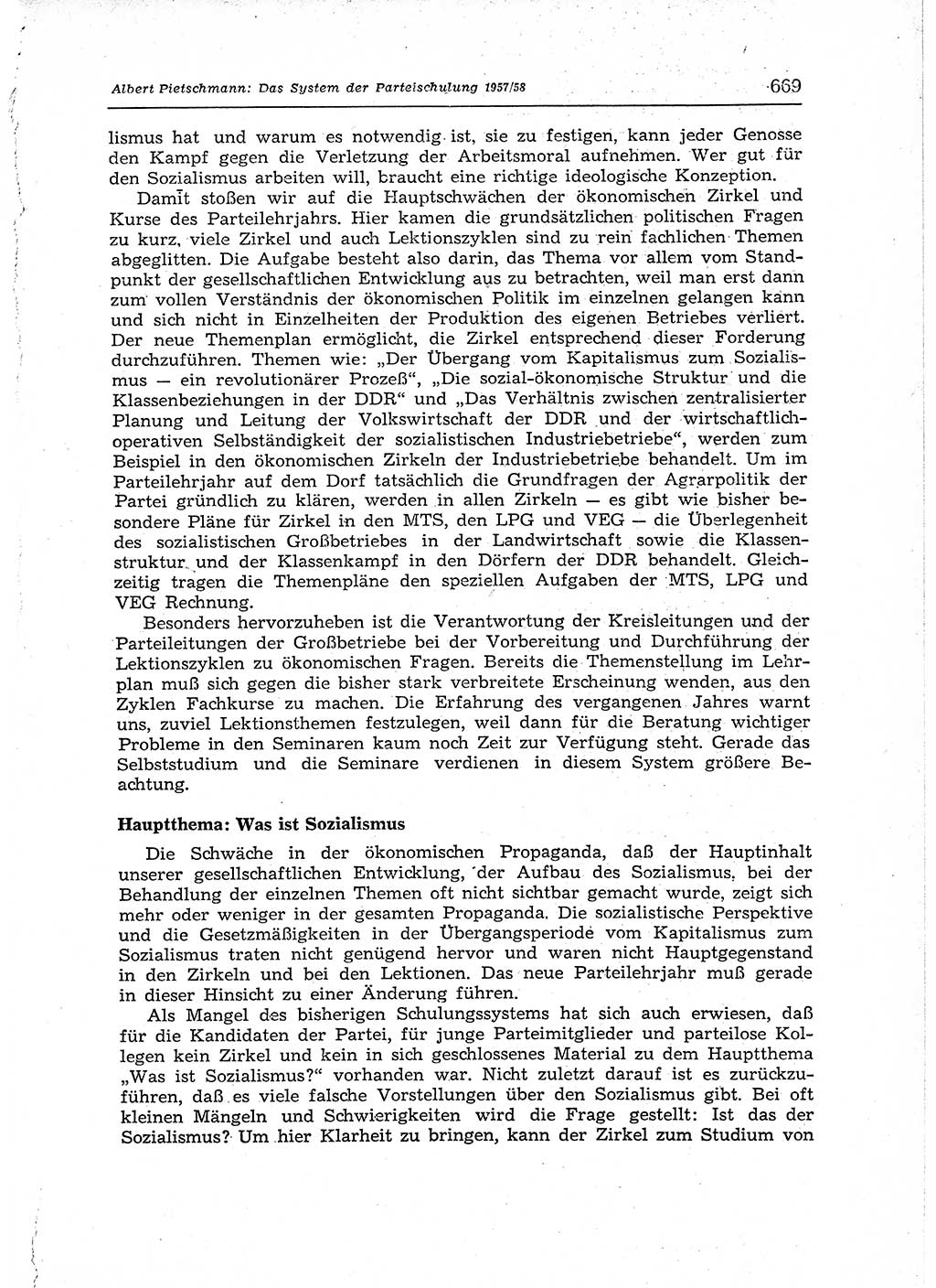 Neuer Weg (NW), Organ des Zentralkomitees (ZK) der SED (Sozialistische Einheitspartei Deutschlands) für Fragen des Parteiaufbaus und des Parteilebens, 12. Jahrgang [Deutsche Demokratische Republik (DDR)] 1957, Seite 669 (NW ZK SED DDR 1957, S. 669)