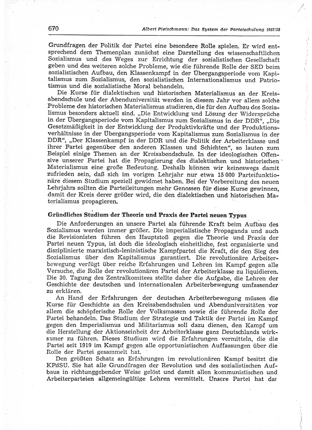 Neuer Weg (NW), Organ des Zentralkomitees (ZK) der SED (Sozialistische Einheitspartei Deutschlands) für Fragen des Parteiaufbaus und des Parteilebens, 12. Jahrgang [Deutsche Demokratische Republik (DDR)] 1957, Seite 670 (NW ZK SED DDR 1957, S. 670)