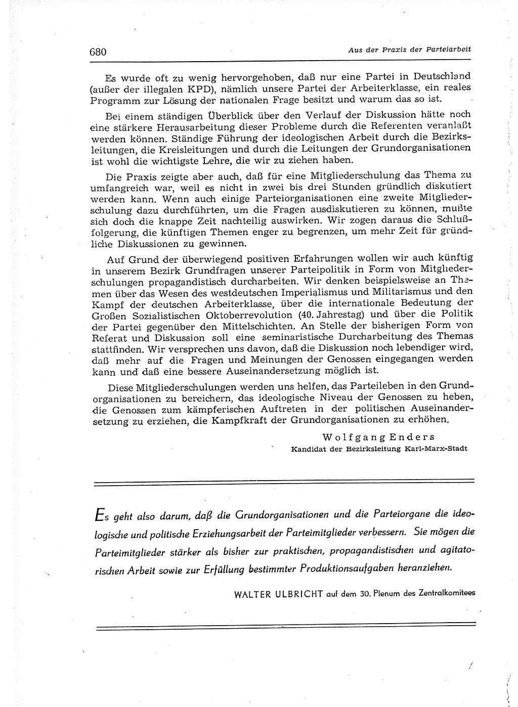 Neuer Weg (NW), Organ des Zentralkomitees (ZK) der SED (Sozialistische Einheitspartei Deutschlands) für Fragen des Parteiaufbaus und des Parteilebens, 12. Jahrgang [Deutsche Demokratische Republik (DDR)] 1957, Seite 680 (NW ZK SED DDR 1957, S. 680)
