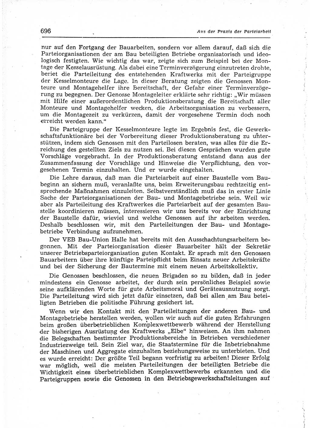 Neuer Weg (NW), Organ des Zentralkomitees (ZK) der SED (Sozialistische Einheitspartei Deutschlands) für Fragen des Parteiaufbaus und des Parteilebens, 12. Jahrgang [Deutsche Demokratische Republik (DDR)] 1957, Seite 696 (NW ZK SED DDR 1957, S. 696)