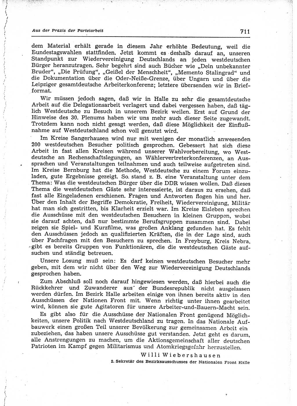 Neuer Weg (NW), Organ des Zentralkomitees (ZK) der SED (Sozialistische Einheitspartei Deutschlands) für Fragen des Parteiaufbaus und des Parteilebens, 12. Jahrgang [Deutsche Demokratische Republik (DDR)] 1957, Seite 711 (NW ZK SED DDR 1957, S. 711)