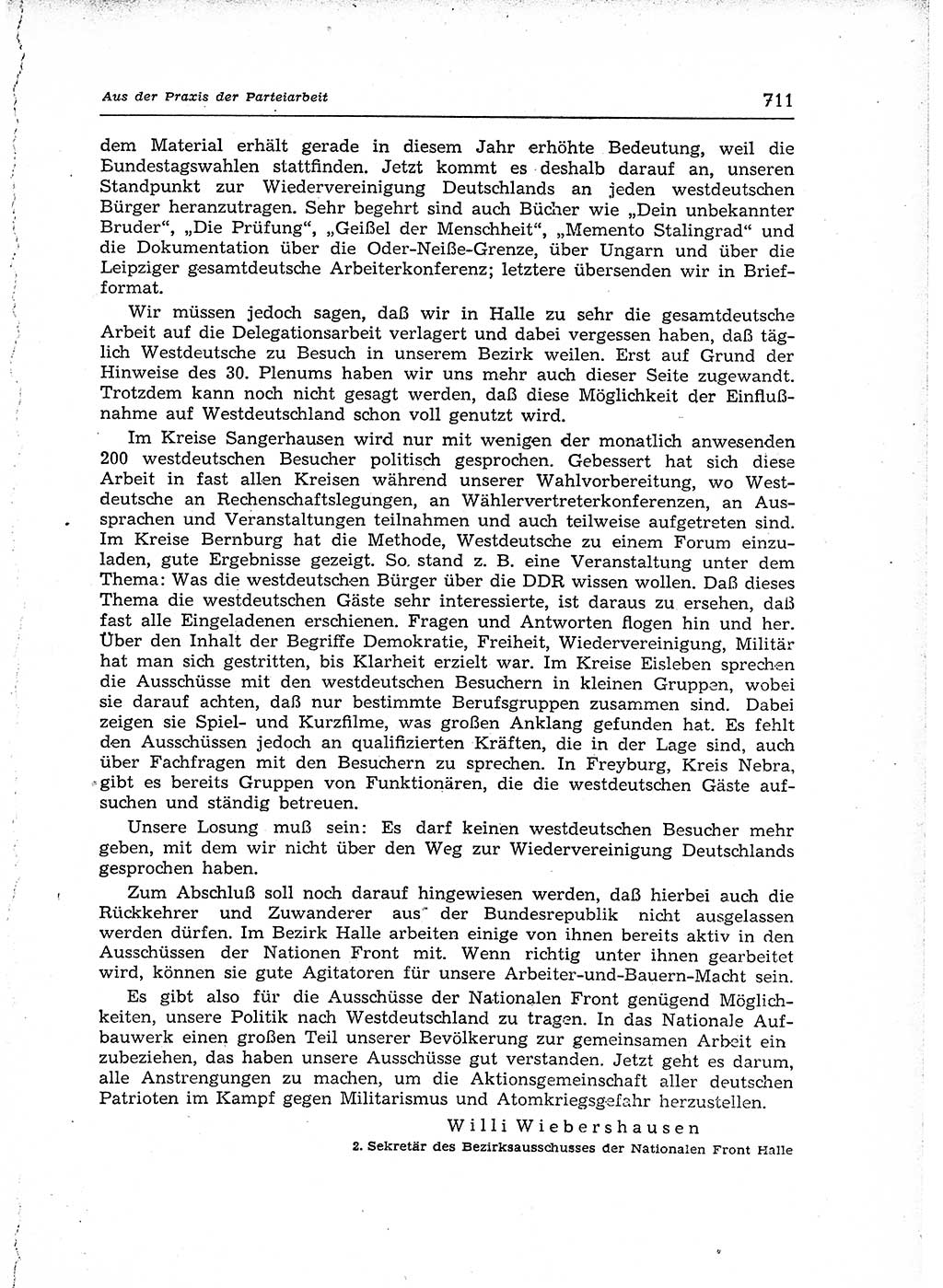 Neuer Weg (NW), Organ des Zentralkomitees (ZK) der SED (Sozialistische Einheitspartei Deutschlands) für Fragen des Parteiaufbaus und des Parteilebens, 12. Jahrgang [Deutsche Demokratische Republik (DDR)] 1957, Seite 711 (NW ZK SED DDR 1957, S. 711)