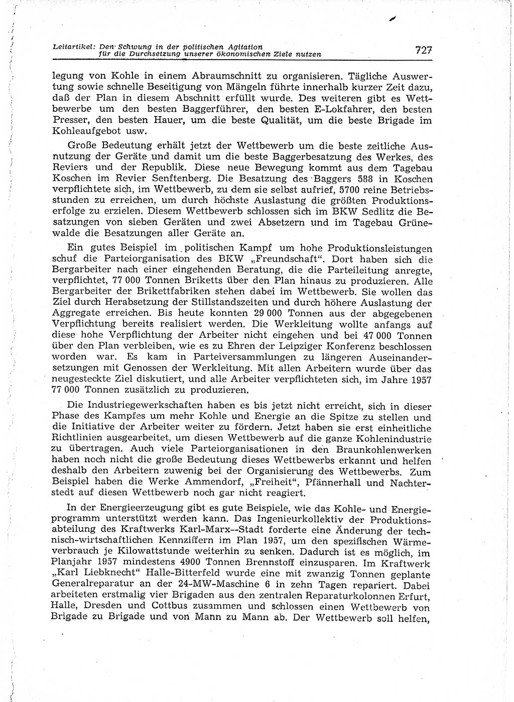 Neuer Weg (NW), Organ des Zentralkomitees (ZK) der SED (Sozialistische Einheitspartei Deutschlands) für Fragen des Parteiaufbaus und des Parteilebens, 12. Jahrgang [Deutsche Demokratische Republik (DDR)] 1957, Seite 727 (NW ZK SED DDR 1957, S. 727)