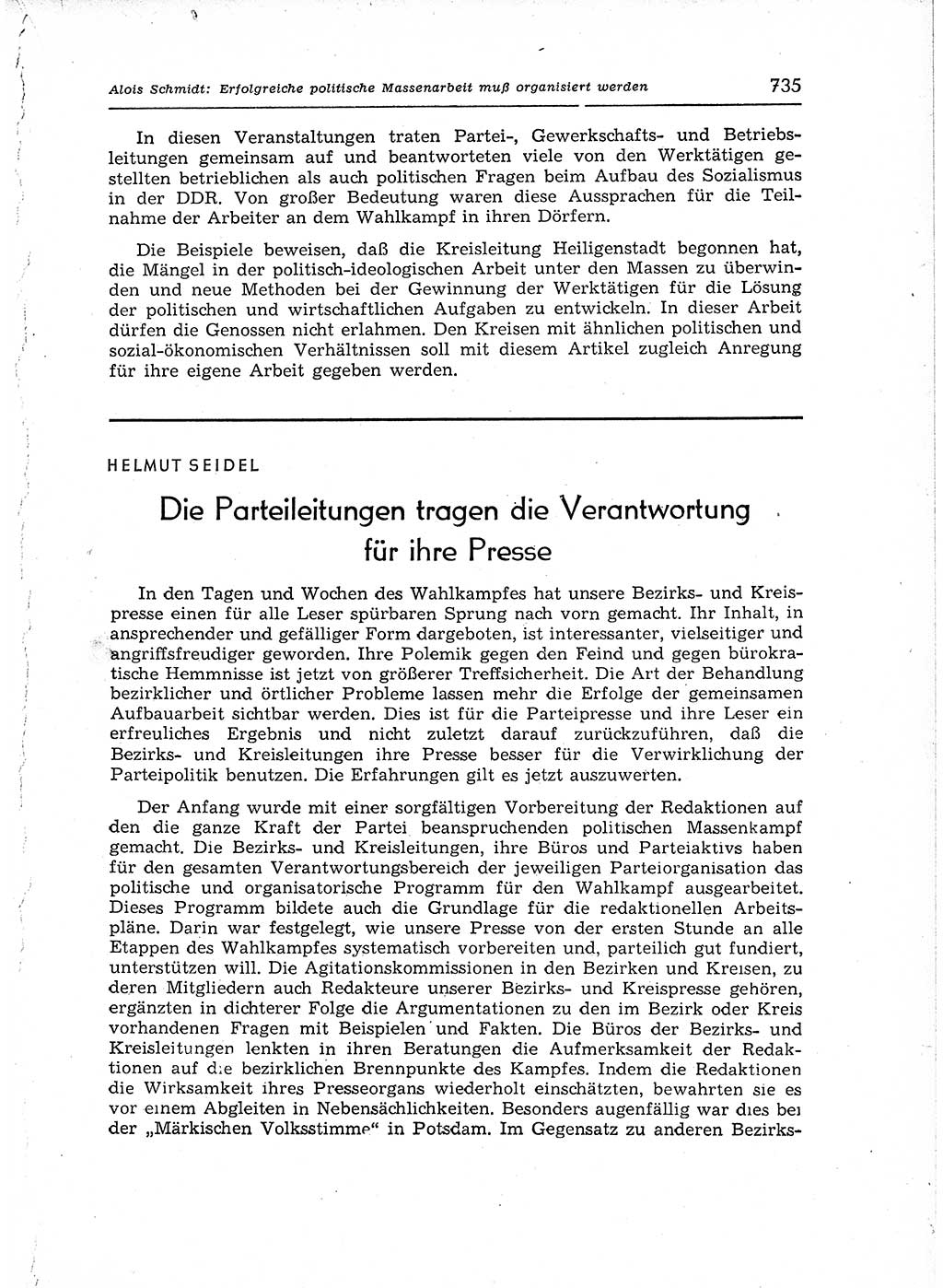 Neuer Weg (NW), Organ des Zentralkomitees (ZK) der SED (Sozialistische Einheitspartei Deutschlands) für Fragen des Parteiaufbaus und des Parteilebens, 12. Jahrgang [Deutsche Demokratische Republik (DDR)] 1957, Seite 735 (NW ZK SED DDR 1957, S. 735)