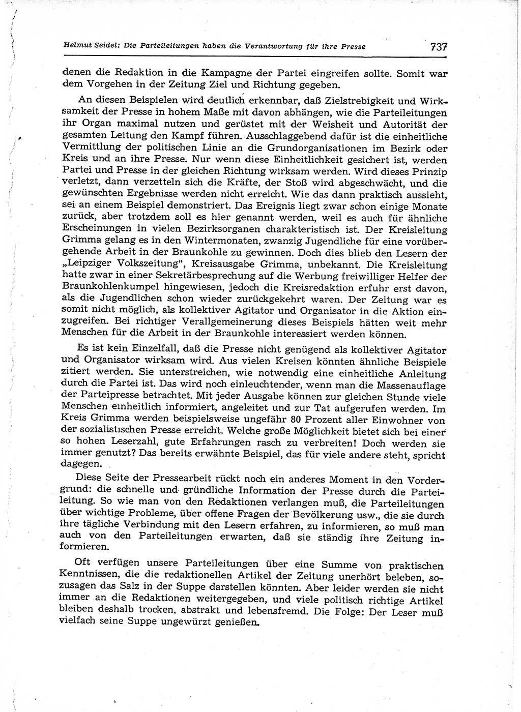Neuer Weg (NW), Organ des Zentralkomitees (ZK) der SED (Sozialistische Einheitspartei Deutschlands) für Fragen des Parteiaufbaus und des Parteilebens, 12. Jahrgang [Deutsche Demokratische Republik (DDR)] 1957, Seite 737 (NW ZK SED DDR 1957, S. 737)