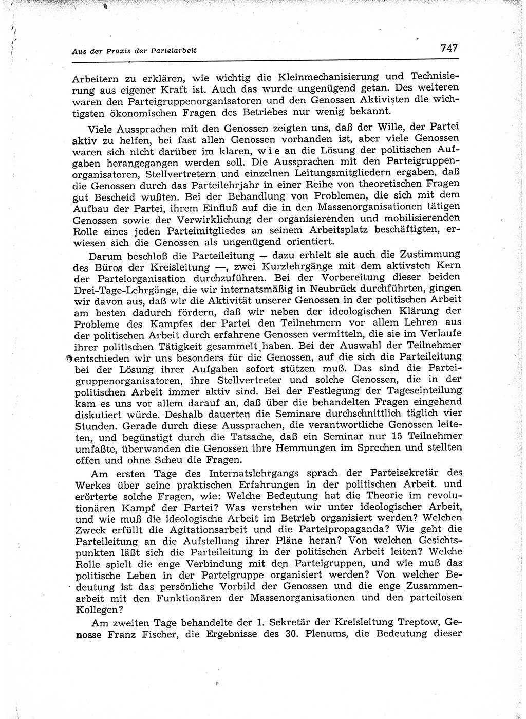 Neuer Weg (NW), Organ des Zentralkomitees (ZK) der SED (Sozialistische Einheitspartei Deutschlands) für Fragen des Parteiaufbaus und des Parteilebens, 12. Jahrgang [Deutsche Demokratische Republik (DDR)] 1957, Seite 747 (NW ZK SED DDR 1957, S. 747)