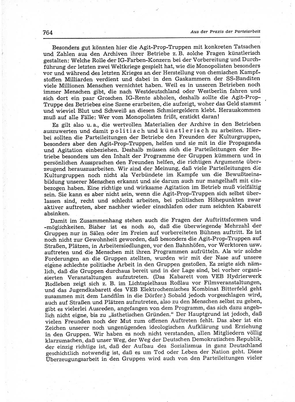 Neuer Weg (NW), Organ des Zentralkomitees (ZK) der SED (Sozialistische Einheitspartei Deutschlands) für Fragen des Parteiaufbaus und des Parteilebens, 12. Jahrgang [Deutsche Demokratische Republik (DDR)] 1957, Seite 764 (NW ZK SED DDR 1957, S. 764)