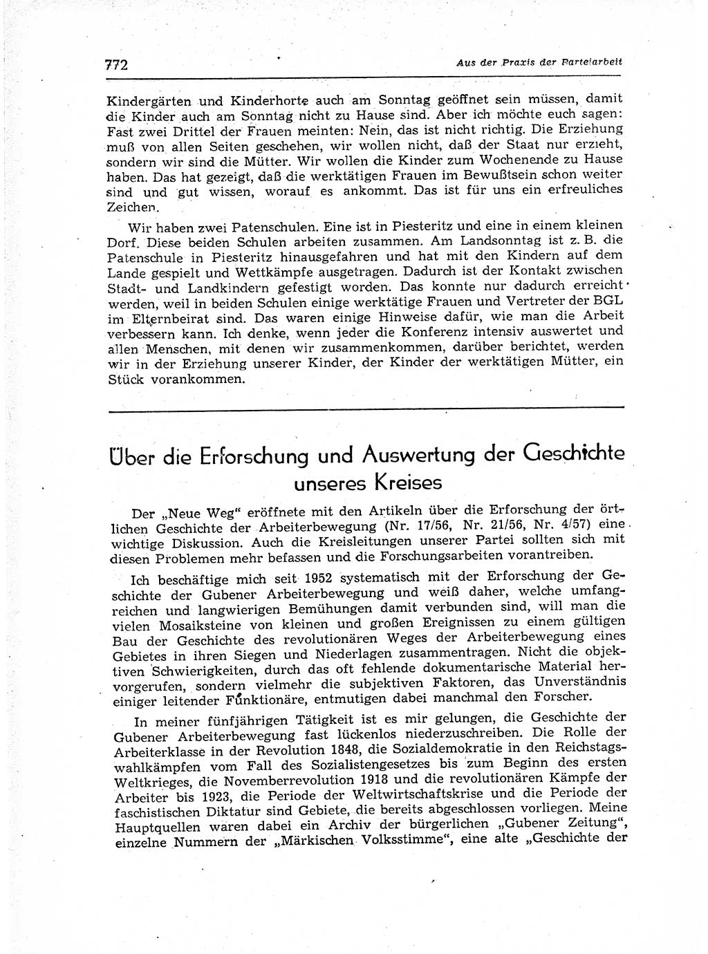 Neuer Weg (NW), Organ des Zentralkomitees (ZK) der SED (Sozialistische Einheitspartei Deutschlands) für Fragen des Parteiaufbaus und des Parteilebens, 12. Jahrgang [Deutsche Demokratische Republik (DDR)] 1957, Seite 772 (NW ZK SED DDR 1957, S. 772)