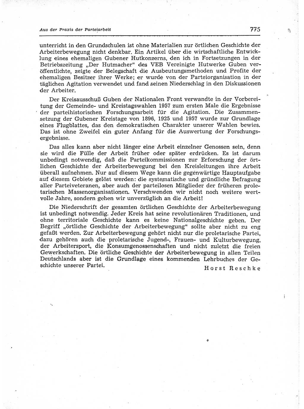 Neuer Weg (NW), Organ des Zentralkomitees (ZK) der SED (Sozialistische Einheitspartei Deutschlands) für Fragen des Parteiaufbaus und des Parteilebens, 12. Jahrgang [Deutsche Demokratische Republik (DDR)] 1957, Seite 775 (NW ZK SED DDR 1957, S. 775)