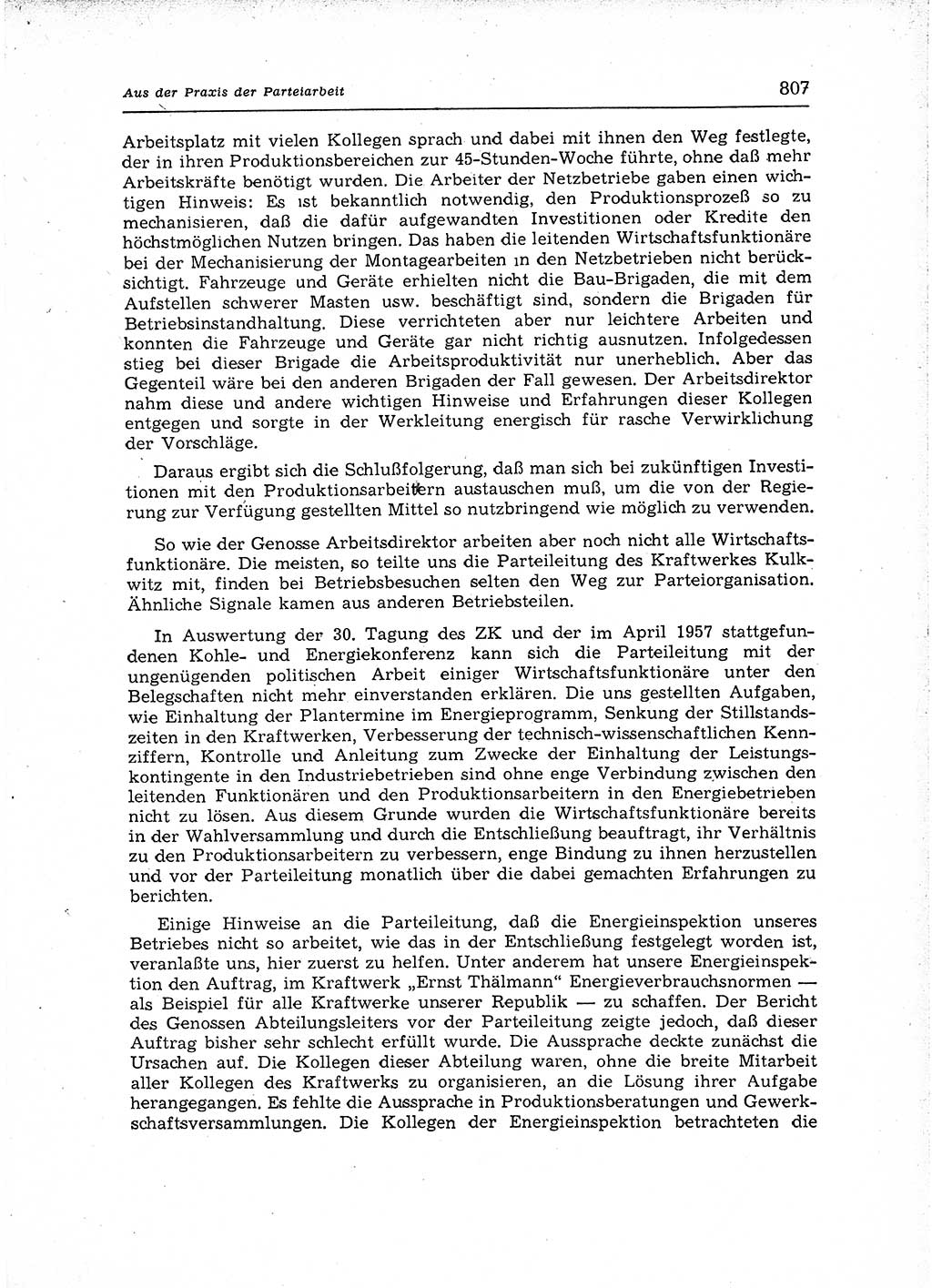 Neuer Weg (NW), Organ des Zentralkomitees (ZK) der SED (Sozialistische Einheitspartei Deutschlands) für Fragen des Parteiaufbaus und des Parteilebens, 12. Jahrgang [Deutsche Demokratische Republik (DDR)] 1957, Seite 807 (NW ZK SED DDR 1957, S. 807)