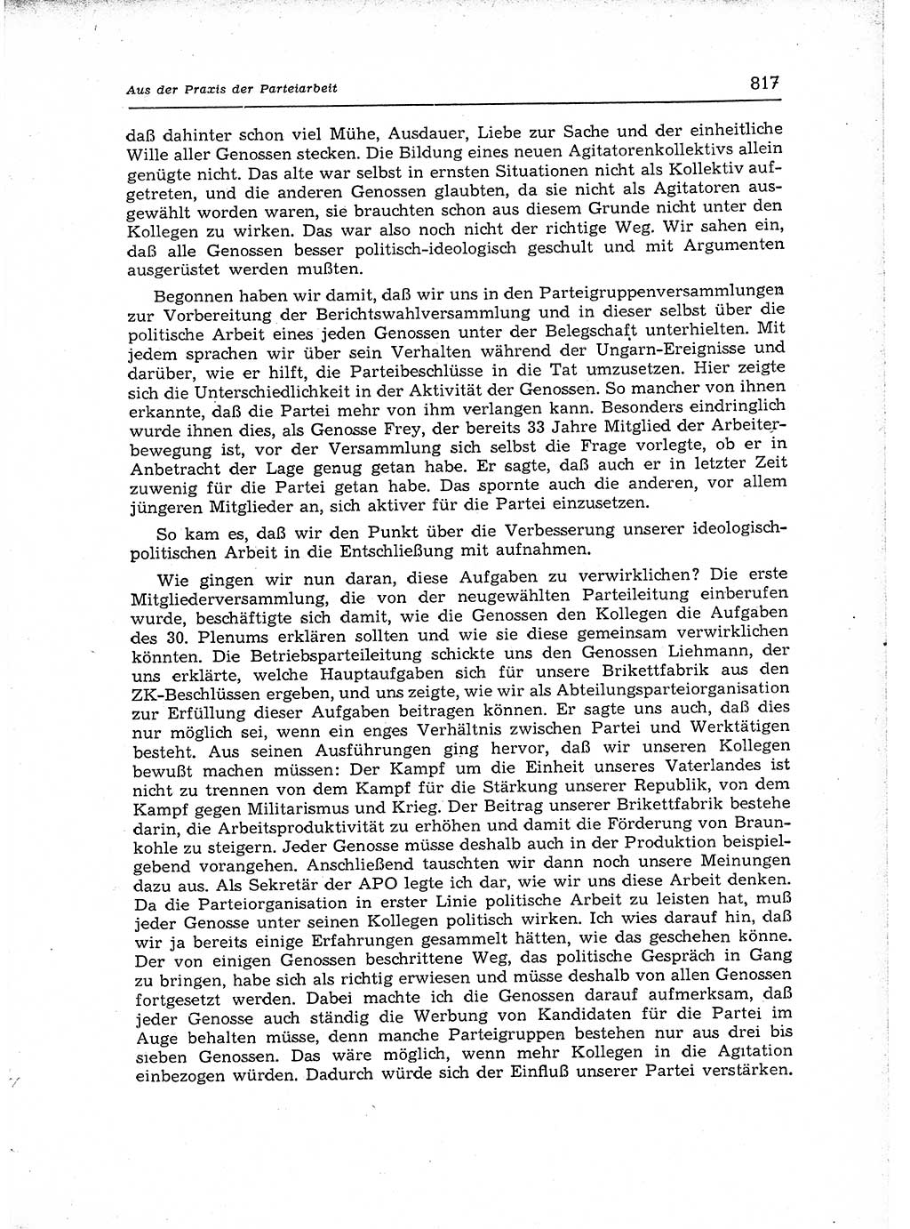 Neuer Weg (NW), Organ des Zentralkomitees (ZK) der SED (Sozialistische Einheitspartei Deutschlands) für Fragen des Parteiaufbaus und des Parteilebens, 12. Jahrgang [Deutsche Demokratische Republik (DDR)] 1957, Seite 817 (NW ZK SED DDR 1957, S. 817)