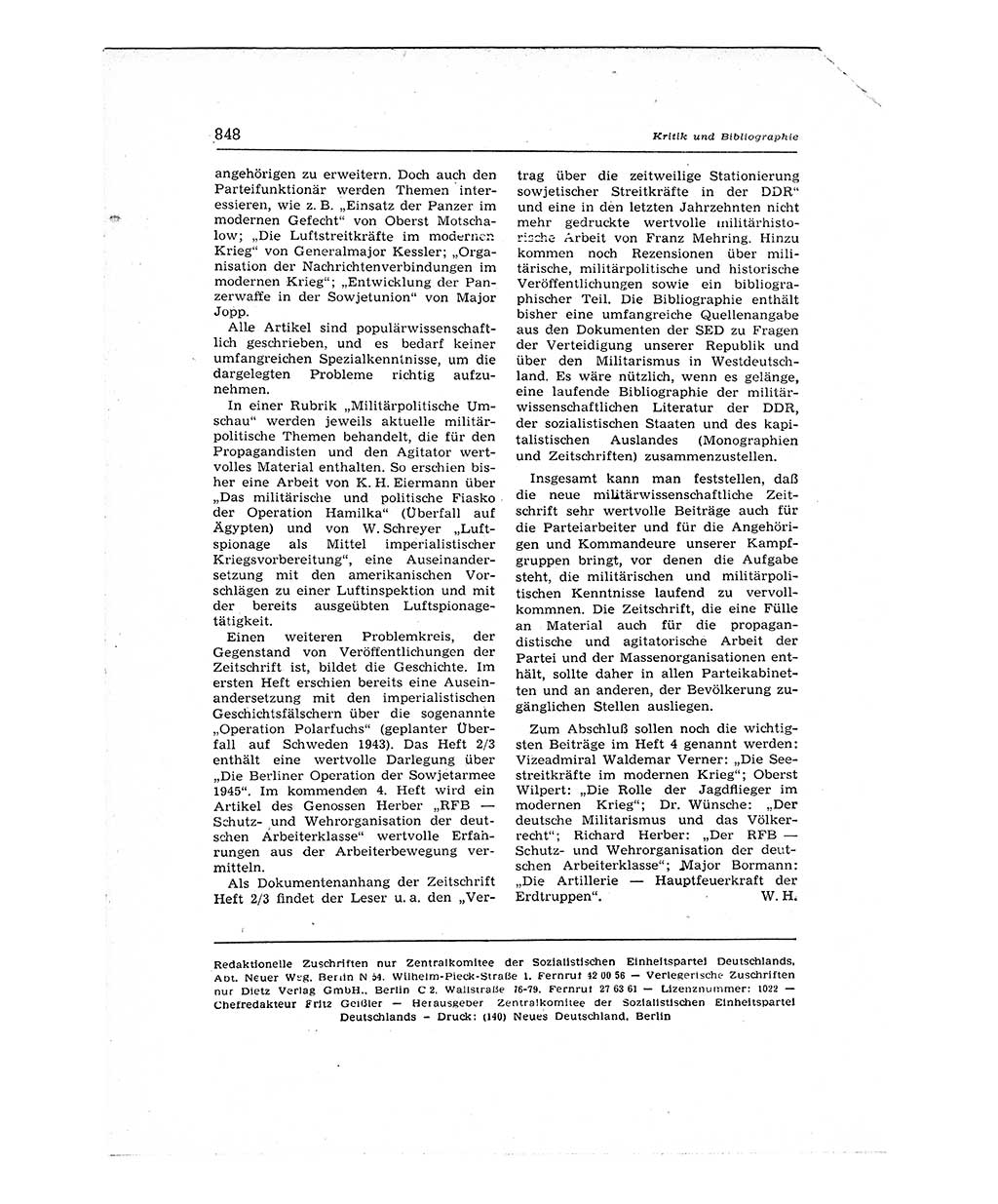 Neuer Weg (NW), Organ des Zentralkomitees (ZK) der SED (Sozialistische Einheitspartei Deutschlands) für Fragen des Parteiaufbaus und des Parteilebens, 12. Jahrgang [Deutsche Demokratische Republik (DDR)] 1957, Seite 848 (NW ZK SED DDR 1957, S. 848)