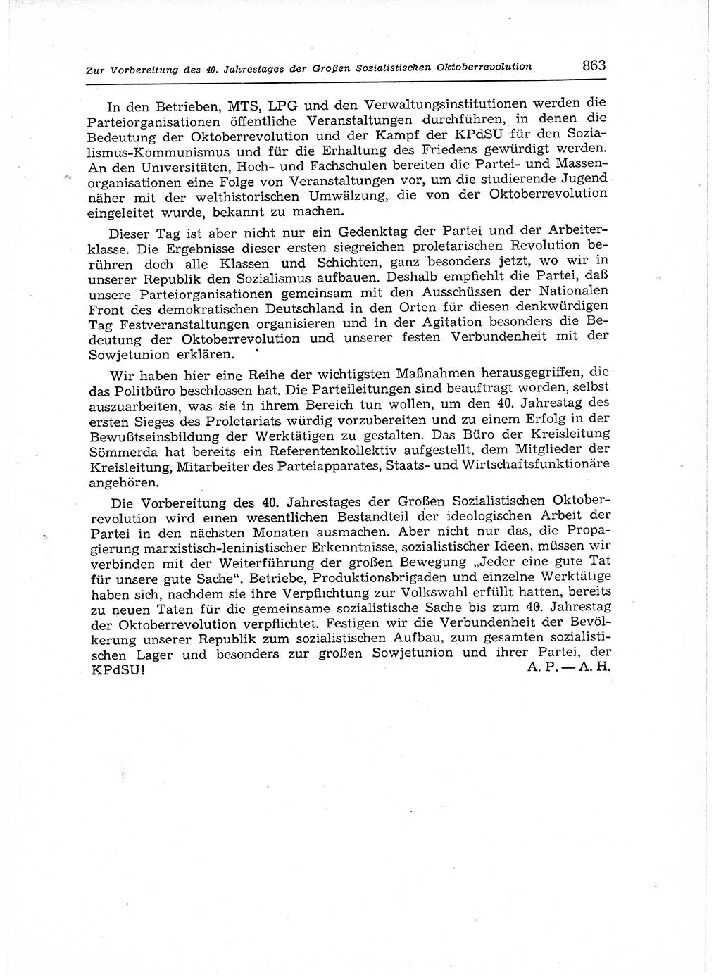 Neuer Weg (NW), Organ des Zentralkomitees (ZK) der SED (Sozialistische Einheitspartei Deutschlands) für Fragen des Parteiaufbaus und des Parteilebens, 12. Jahrgang [Deutsche Demokratische Republik (DDR)] 1957, Seite 863 (NW ZK SED DDR 1957, S. 863)