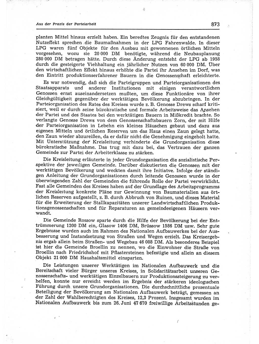 Neuer Weg (NW), Organ des Zentralkomitees (ZK) der SED (Sozialistische Einheitspartei Deutschlands) für Fragen des Parteiaufbaus und des Parteilebens, 12. Jahrgang [Deutsche Demokratische Republik (DDR)] 1957, Seite 873 (NW ZK SED DDR 1957, S. 873)