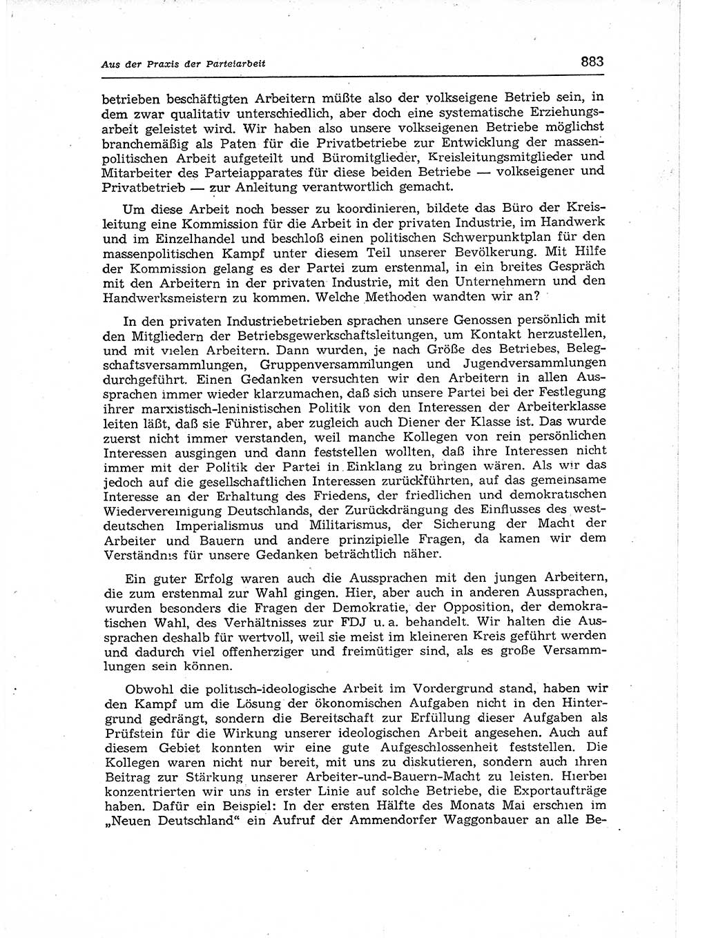 Neuer Weg (NW), Organ des Zentralkomitees (ZK) der SED (Sozialistische Einheitspartei Deutschlands) für Fragen des Parteiaufbaus und des Parteilebens, 12. Jahrgang [Deutsche Demokratische Republik (DDR)] 1957, Seite 883 (NW ZK SED DDR 1957, S. 883)