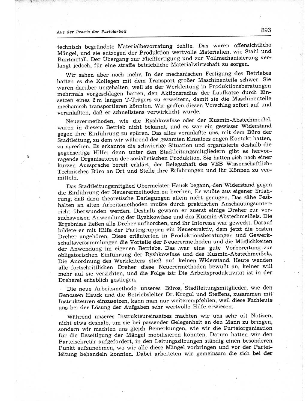 Neuer Weg (NW), Organ des Zentralkomitees (ZK) der SED (Sozialistische Einheitspartei Deutschlands) für Fragen des Parteiaufbaus und des Parteilebens, 12. Jahrgang [Deutsche Demokratische Republik (DDR)] 1957, Seite 893 (NW ZK SED DDR 1957, S. 893)