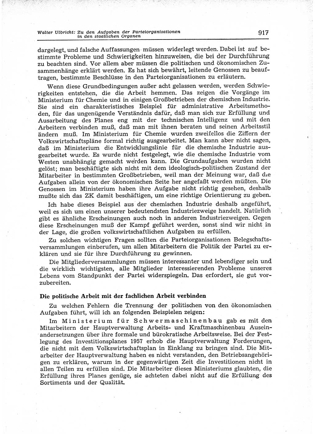 Neuer Weg (NW), Organ des Zentralkomitees (ZK) der SED (Sozialistische Einheitspartei Deutschlands) für Fragen des Parteiaufbaus und des Parteilebens, 12. Jahrgang [Deutsche Demokratische Republik (DDR)] 1957, Seite 917 (NW ZK SED DDR 1957, S. 917)