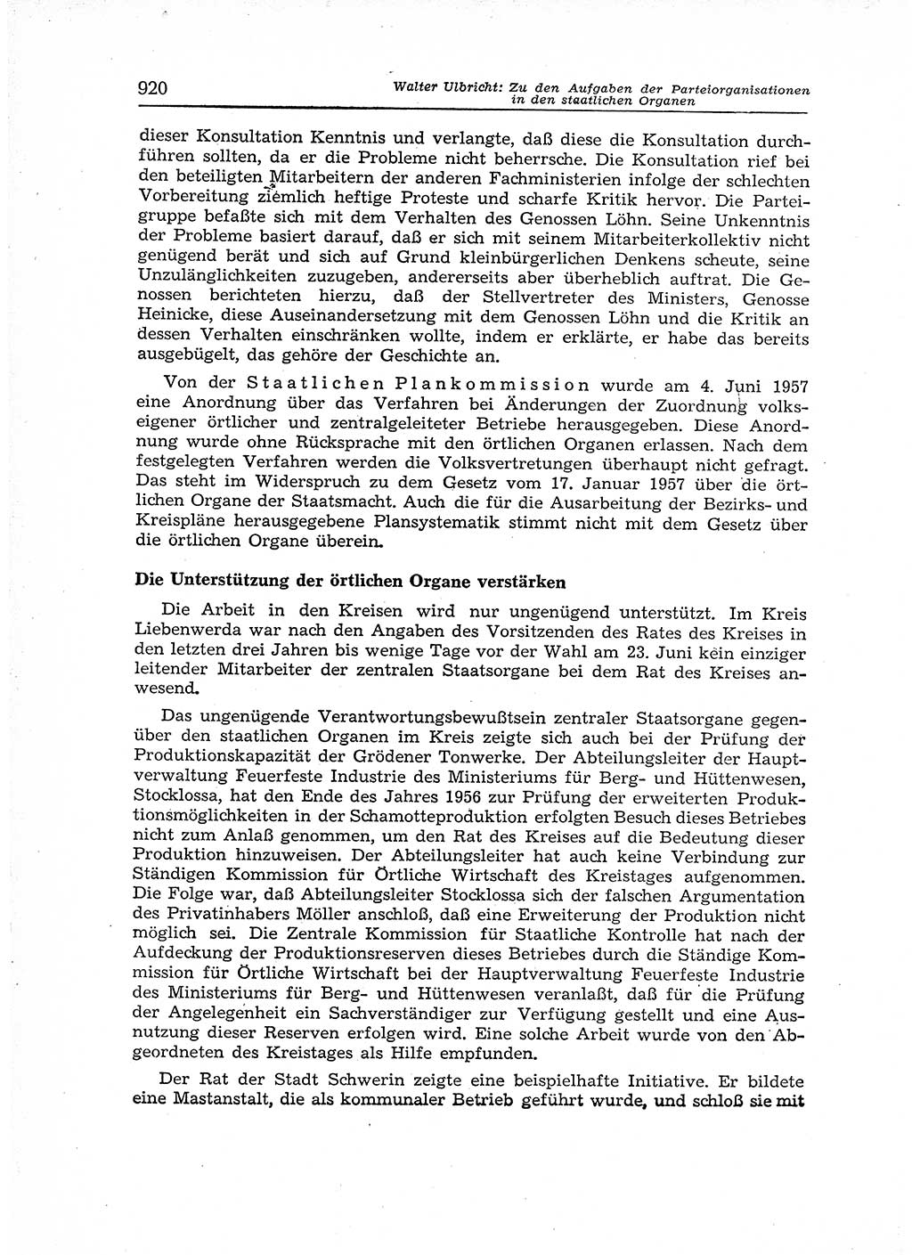 Neuer Weg (NW), Organ des Zentralkomitees (ZK) der SED (Sozialistische Einheitspartei Deutschlands) für Fragen des Parteiaufbaus und des Parteilebens, 12. Jahrgang [Deutsche Demokratische Republik (DDR)] 1957, Seite 920 (NW ZK SED DDR 1957, S. 920)