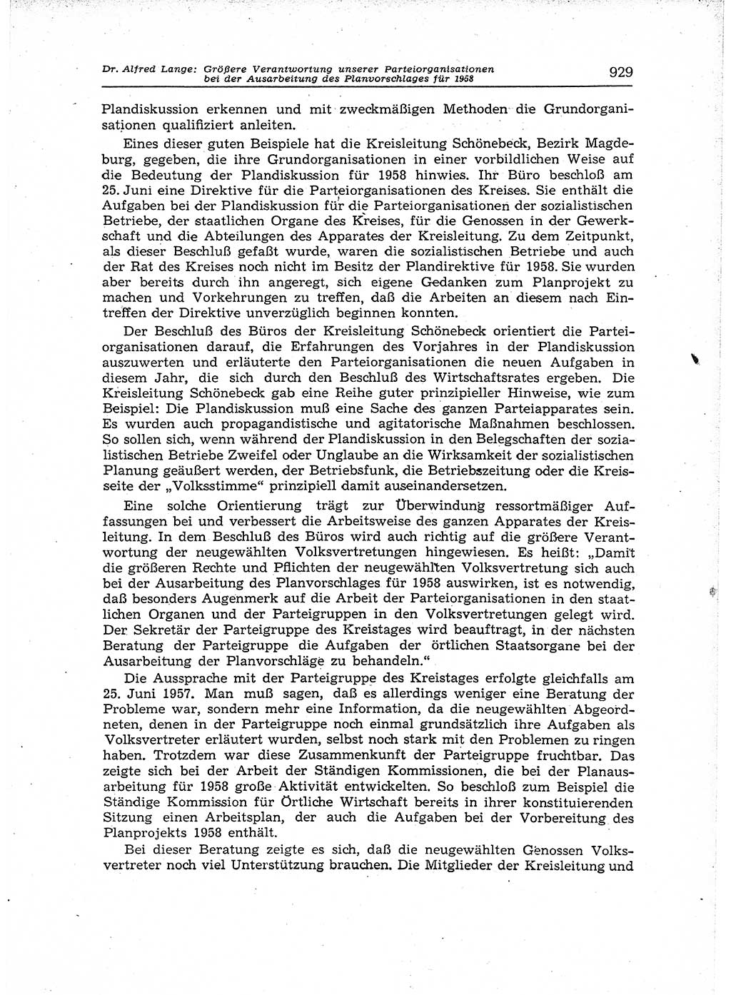 Neuer Weg (NW), Organ des Zentralkomitees (ZK) der SED (Sozialistische Einheitspartei Deutschlands) für Fragen des Parteiaufbaus und des Parteilebens, 12. Jahrgang [Deutsche Demokratische Republik (DDR)] 1957, Seite 929 (NW ZK SED DDR 1957, S. 929)