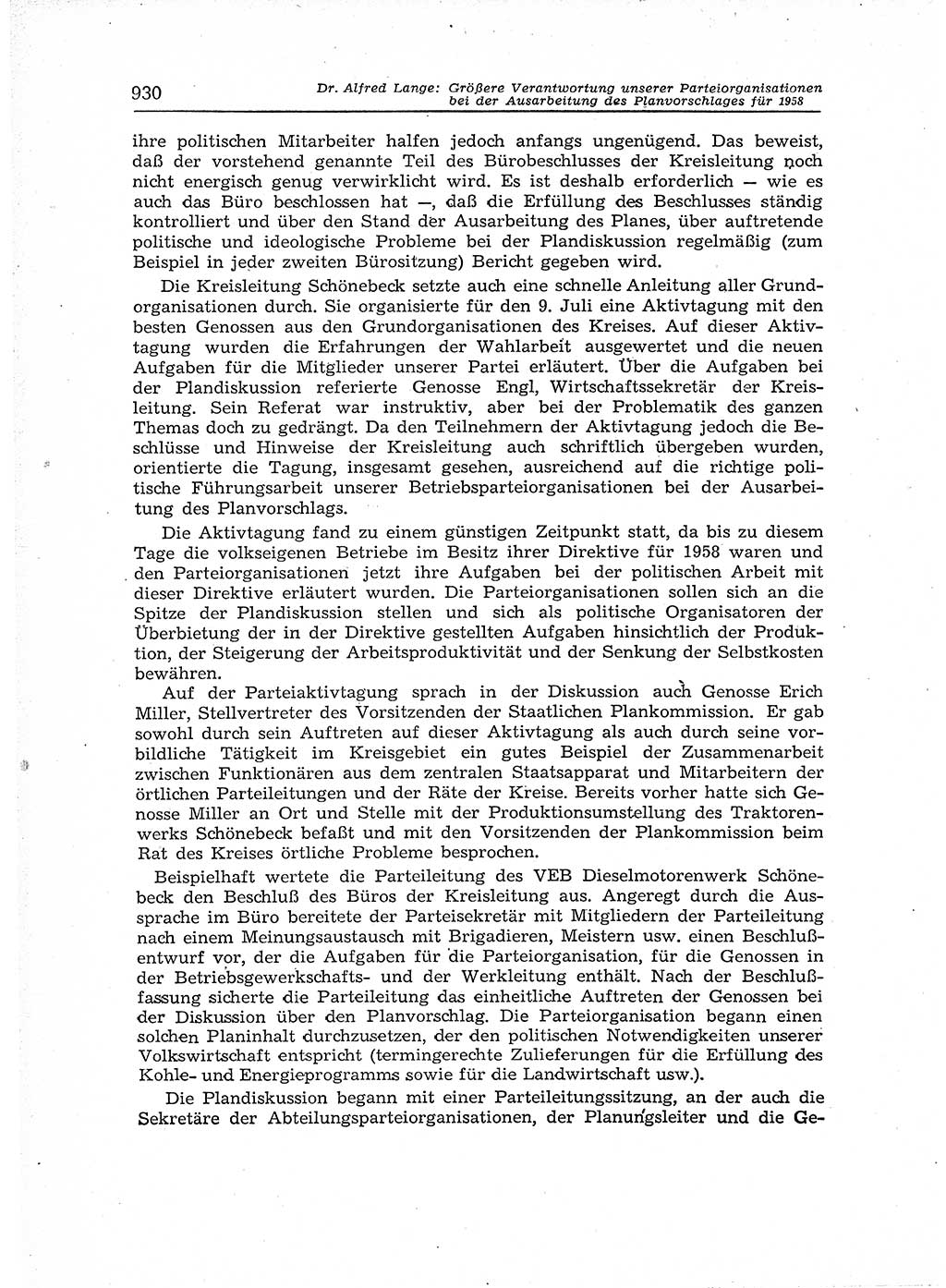 Neuer Weg (NW), Organ des Zentralkomitees (ZK) der SED (Sozialistische Einheitspartei Deutschlands) für Fragen des Parteiaufbaus und des Parteilebens, 12. Jahrgang [Deutsche Demokratische Republik (DDR)] 1957, Seite 930 (NW ZK SED DDR 1957, S. 930)