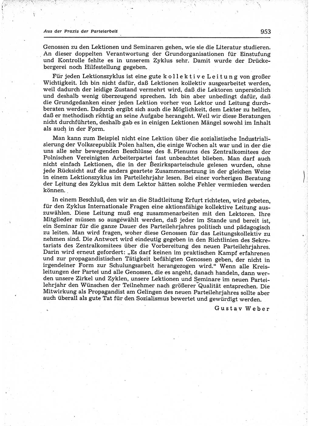 Neuer Weg (NW), Organ des Zentralkomitees (ZK) der SED (Sozialistische Einheitspartei Deutschlands) für Fragen des Parteiaufbaus und des Parteilebens, 12. Jahrgang [Deutsche Demokratische Republik (DDR)] 1957, Seite 953 (NW ZK SED DDR 1957, S. 953)