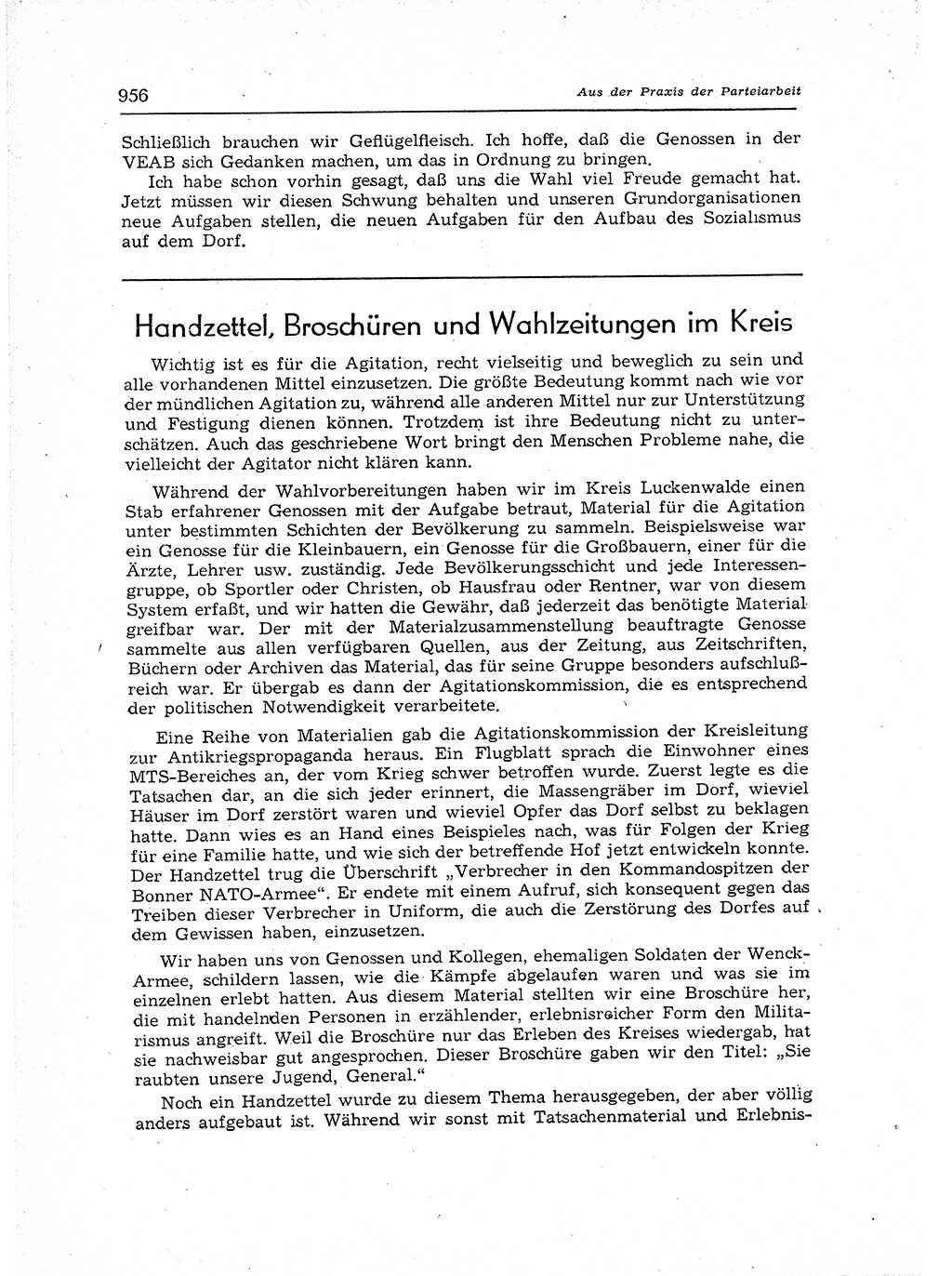 Neuer Weg (NW), Organ des Zentralkomitees (ZK) der SED (Sozialistische Einheitspartei Deutschlands) für Fragen des Parteiaufbaus und des Parteilebens, 12. Jahrgang [Deutsche Demokratische Republik (DDR)] 1957, Seite 956 (NW ZK SED DDR 1957, S. 956)