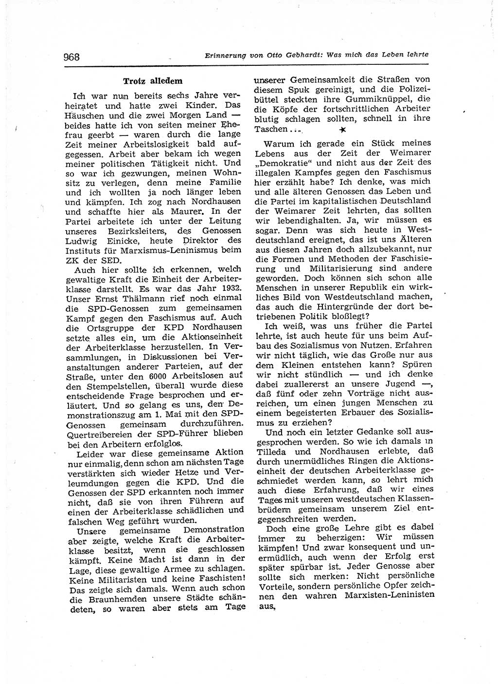 Neuer Weg (NW), Organ des Zentralkomitees (ZK) der SED (Sozialistische Einheitspartei Deutschlands) für Fragen des Parteiaufbaus und des Parteilebens, 12. Jahrgang [Deutsche Demokratische Republik (DDR)] 1957, Seite 968 (NW ZK SED DDR 1957, S. 968)
