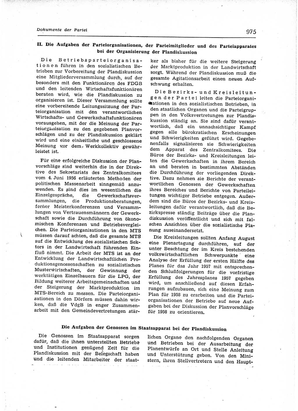 Neuer Weg (NW), Organ des Zentralkomitees (ZK) der SED (Sozialistische Einheitspartei Deutschlands) für Fragen des Parteiaufbaus und des Parteilebens, 12. Jahrgang [Deutsche Demokratische Republik (DDR)] 1957, Seite 975 (NW ZK SED DDR 1957, S. 975)