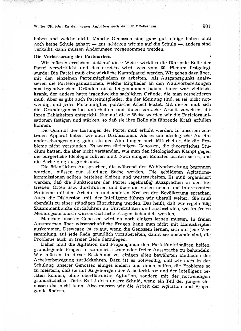 Neuer Weg (NW), Organ des Zentralkomitees (ZK) der SED (Sozialistische Einheitspartei Deutschlands) für Fragen des Parteiaufbaus und des Parteilebens, 12. Jahrgang [Deutsche Demokratische Republik (DDR)] 1957, Seite 981 (NW ZK SED DDR 1957, S. 981)