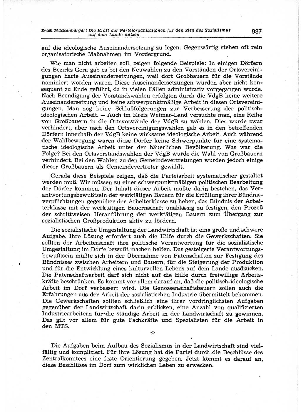 Neuer Weg (NW), Organ des Zentralkomitees (ZK) der SED (Sozialistische Einheitspartei Deutschlands) für Fragen des Parteiaufbaus und des Parteilebens, 12. Jahrgang [Deutsche Demokratische Republik (DDR)] 1957, Seite 987 (NW ZK SED DDR 1957, S. 987)