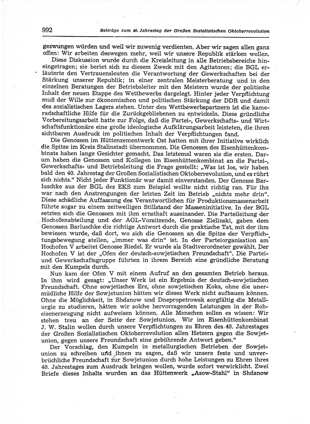 Neuer Weg (NW), Organ des Zentralkomitees (ZK) der SED (Sozialistische Einheitspartei Deutschlands) für Fragen des Parteiaufbaus und des Parteilebens, 12. Jahrgang [Deutsche Demokratische Republik (DDR)] 1957, Seite 992 (NW ZK SED DDR 1957, S. 992)