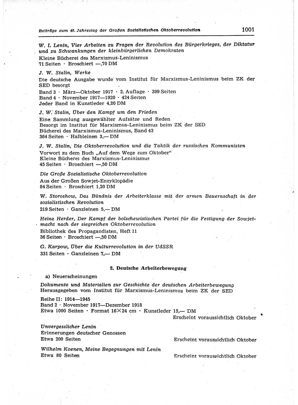 Neuer Weg (NW), Organ des Zentralkomitees (ZK) der SED (Sozialistische Einheitspartei Deutschlands) für Fragen des Parteiaufbaus und des Parteilebens, 12. Jahrgang [Deutsche Demokratische Republik (DDR)] 1957, Seite 1001 (NW ZK SED DDR 1957, S. 1001)