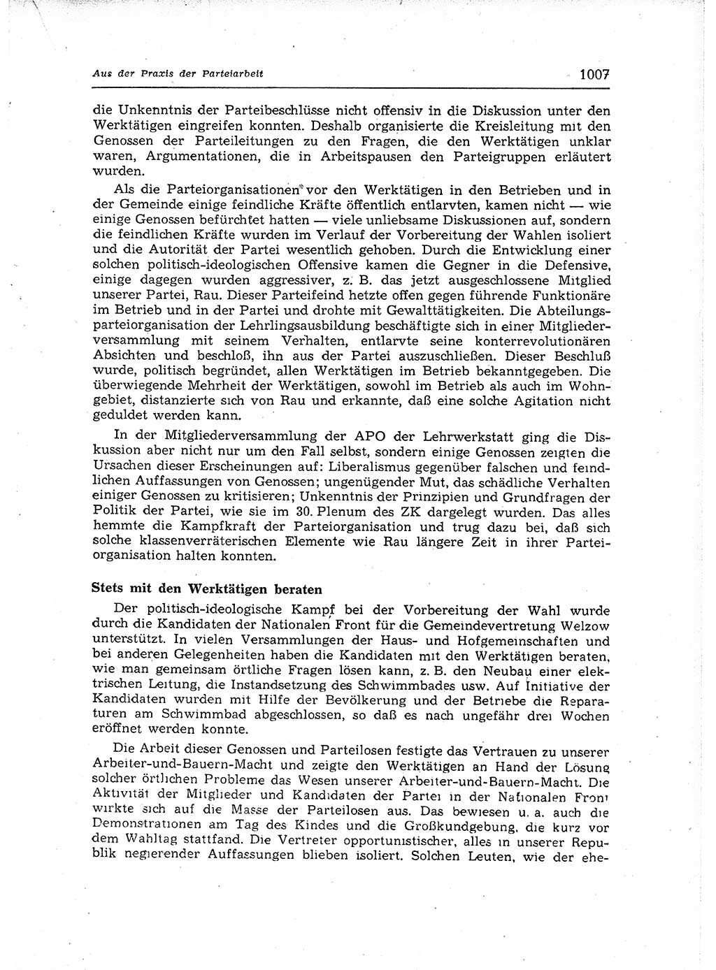 Neuer Weg (NW), Organ des Zentralkomitees (ZK) der SED (Sozialistische Einheitspartei Deutschlands) für Fragen des Parteiaufbaus und des Parteilebens, 12. Jahrgang [Deutsche Demokratische Republik (DDR)] 1957, Seite 1007 (NW ZK SED DDR 1957, S. 1007)