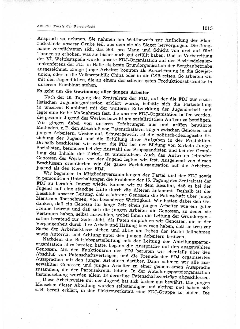 Neuer Weg (NW), Organ des Zentralkomitees (ZK) der SED (Sozialistische Einheitspartei Deutschlands) für Fragen des Parteiaufbaus und des Parteilebens, 12. Jahrgang [Deutsche Demokratische Republik (DDR)] 1957, Seite 1015 (NW ZK SED DDR 1957, S. 1015)