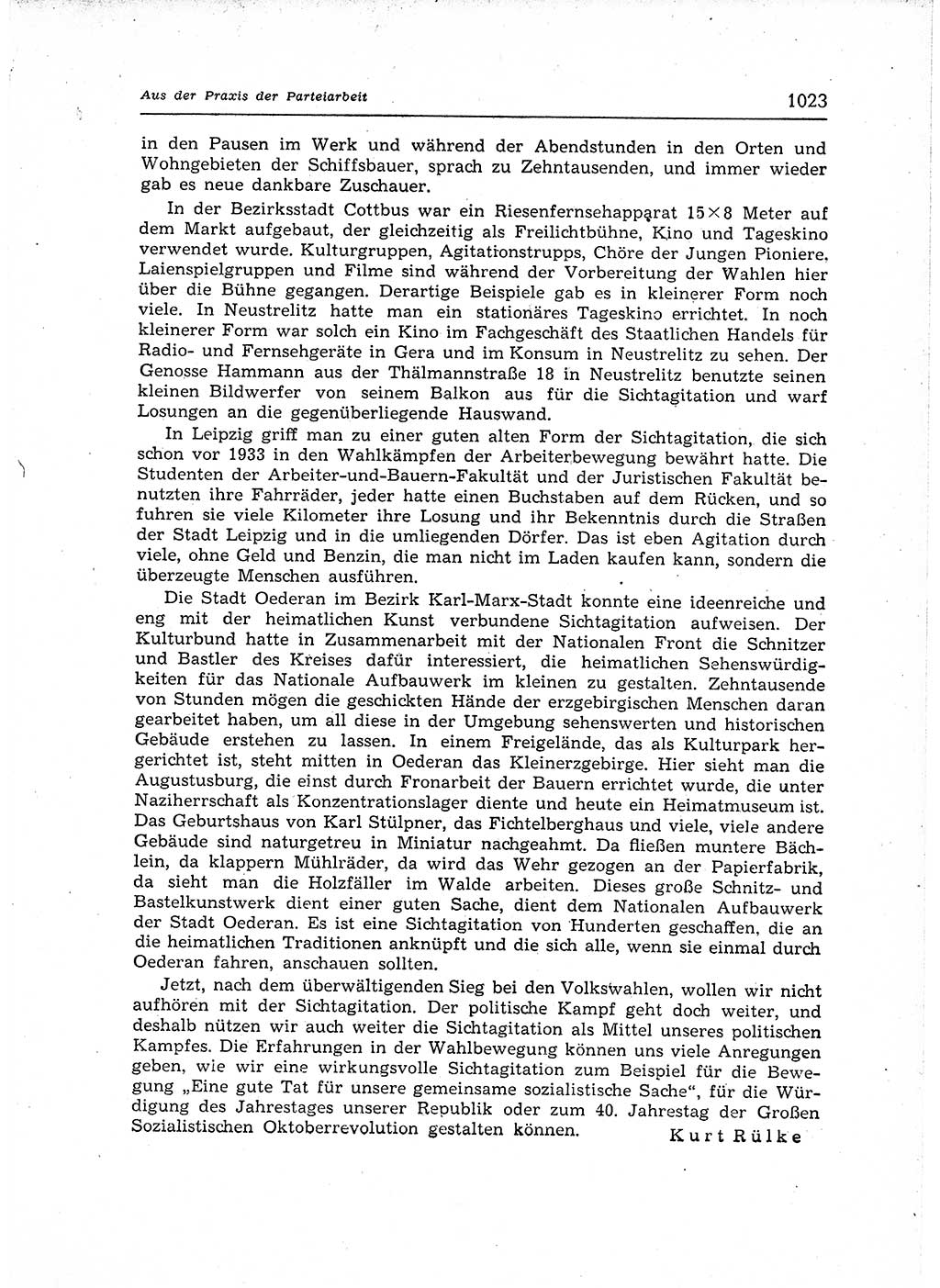 Neuer Weg (NW), Organ des Zentralkomitees (ZK) der SED (Sozialistische Einheitspartei Deutschlands) für Fragen des Parteiaufbaus und des Parteilebens, 12. Jahrgang [Deutsche Demokratische Republik (DDR)] 1957, Seite 1023 (NW ZK SED DDR 1957, S. 1023)