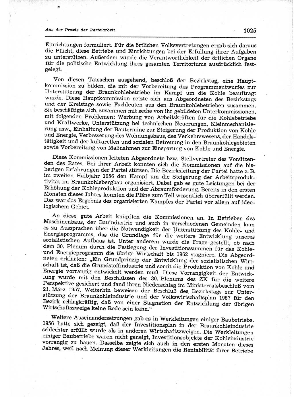 Neuer Weg (NW), Organ des Zentralkomitees (ZK) der SED (Sozialistische Einheitspartei Deutschlands) für Fragen des Parteiaufbaus und des Parteilebens, 12. Jahrgang [Deutsche Demokratische Republik (DDR)] 1957, Seite 1025 (NW ZK SED DDR 1957, S. 1025)