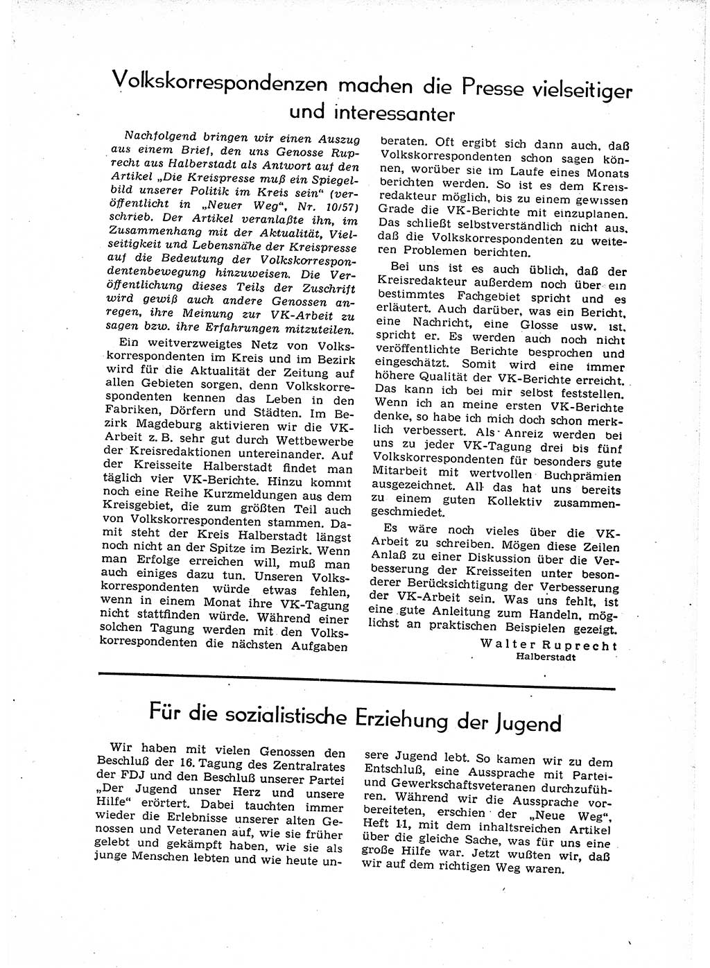 Neuer Weg (NW), Organ des Zentralkomitees (ZK) der SED (Sozialistische Einheitspartei Deutschlands) für Fragen des Parteiaufbaus und des Parteilebens, 12. Jahrgang [Deutsche Demokratische Republik (DDR)] 1957, Seite 1033 (NW ZK SED DDR 1957, S. 1033)