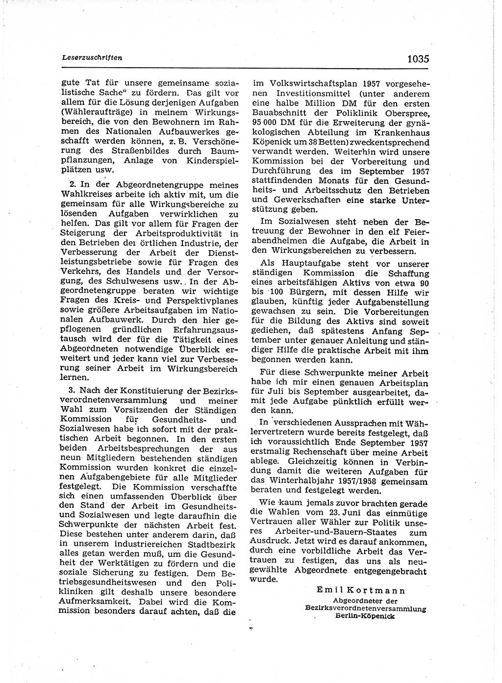 Neuer Weg (NW), Organ des Zentralkomitees (ZK) der SED (Sozialistische Einheitspartei Deutschlands) für Fragen des Parteiaufbaus und des Parteilebens, 12. Jahrgang [Deutsche Demokratische Republik (DDR)] 1957, Seite 1035 (NW ZK SED DDR 1957, S. 1035)